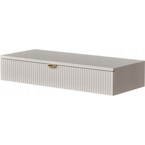 Coiffeuse murale suspendue – Façade rainurée, poignée dorée, couleur cachemire 85X35x16cm (1/4)