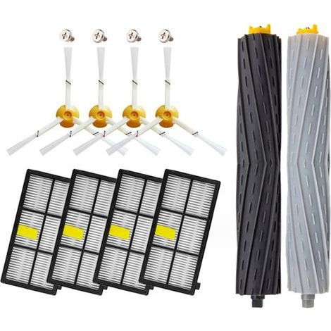 Kit de accesorios de mantenimiento de 10 piezas para Roomba series 800 y 900: 4 cepillos laterales, 4 filtros HEPA, 1 par de cepillos de silicona antienredos. (1/5)