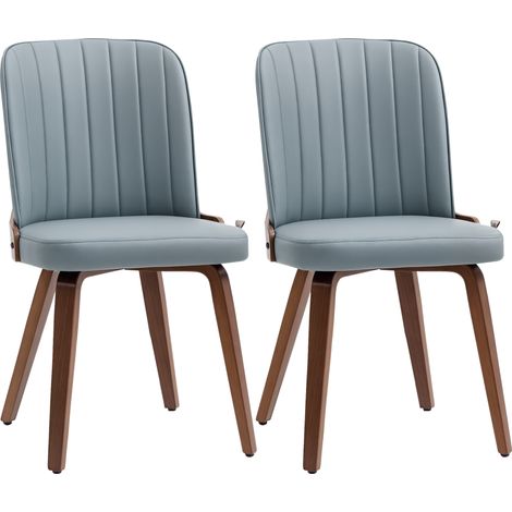 Pack de 2 sillas de comedor modernas sillas de cocina con tapizados en PU y patas de madera para salón dormitorio carga 120 kg 47,5x57x85 cm gris (1/5)
