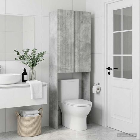 Armoire de toilette ZWOLLE Gris béton 66 x 25,5 x 190 cm, Meuble Mural, Design Moderne (1/5)
