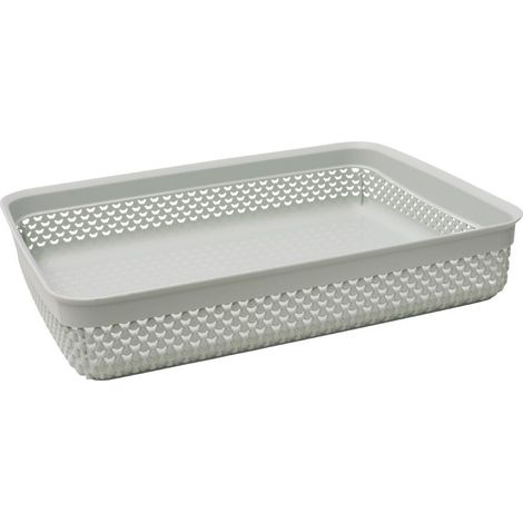 Droplette Design Plastic Storage Tray, 4.7L, Ice Grey (1/4)