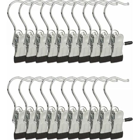 Metal coat hooks, rubber hook set, 20 pieces (HxWxD): 11.5x5x2cm, silver/black (1/4)