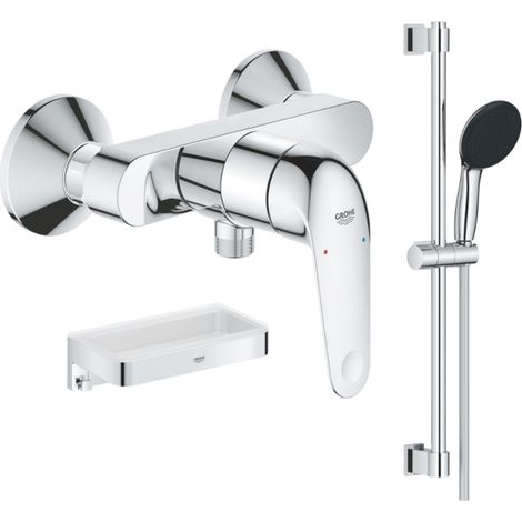 Mitigeur douche mécanique GROHE Swift 2023 + Ensemble de douche 2 jets avec barre + Panier douche