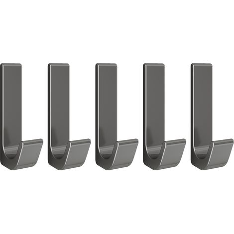 Set di 5 ganci adesivi a forma di J, appendiabiti in alluminio massiccio per vestiti, cappelli, asciugamani e da appendere alla porta del bagno. (1/5)