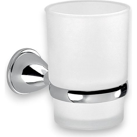 Portaspazzolini in acciaio cromato e vetro per bagno (1/3)