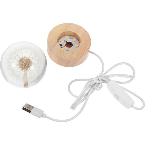 Veilleuse Boule de Cristal 6 Cm avec Pissenlit 3d Gravé (1/5)