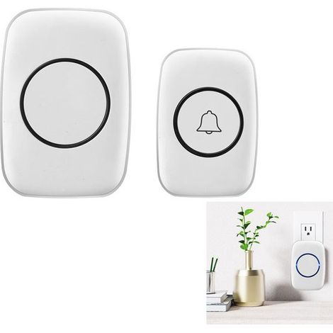 Set campanello senza fili, campanello impermeabile con funzione lampeggiante a LED, 60 suonerie, 5 livelli di volume regolabili, acustico e (1/5)