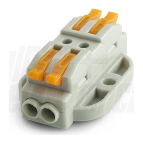 Morsetto rapido passante 2 poli fori fissaggio alpha elettronica 542-22-1