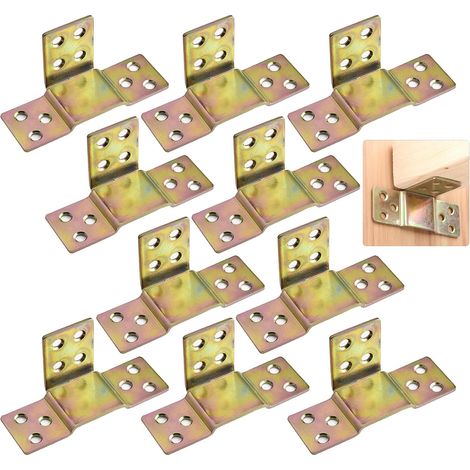 Supports Fixation Central pour Rail de Lit Suspension de Solive en Bois Metal Connecteurs Raccord pour Cadre de Lit Chromé Jaune Lot de 10 (1/5)