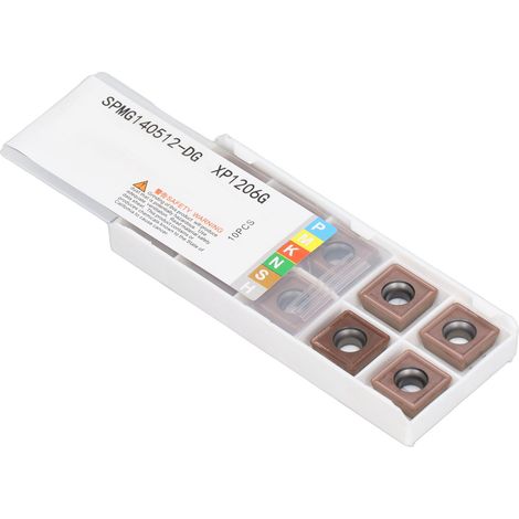 Satz mit 10 Hartmetall-Dreheinsätzen für DIY-CNC-Drehmaschinen, Holzbearbeitungswerkzeuge mit Bronzebeschichtung SPMG140512-DG (1/5)
