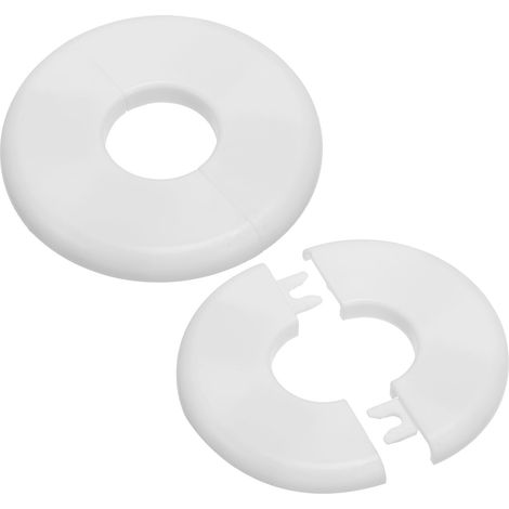 Plaque d'Écussons Auto-Adhésive Ronde 1.1"/28mm, 2pcs Couverture Murale en ABS pour Tuyau d'Eau, Cache Mitigeur Douche Boucles Rosace Robinet Chauffage Plomberie, Blanc (1/5)