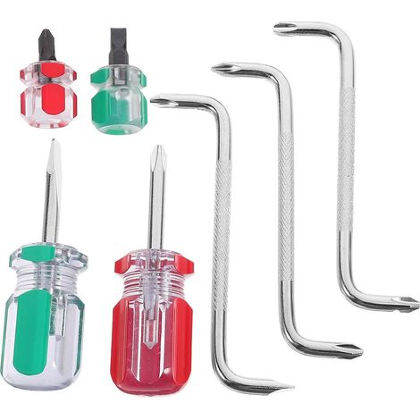 Jeu de Tournevis Coudé en Acier Chrome-vanadium pour Espaces Restreints, Kit 1 Set Embouts Magnétiques, Outil Compact pour Petits Travaux (1/5)