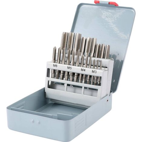 TOOLCRAFT TO-6800787 Kit de taraudage 21 pièces métrique M3, M4, M5, M6, M8, M10, M12 coupe à droite DIN 352 HSS 1 pc(s (1/3)