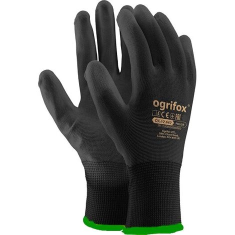 Schutzhandschuhe aus Polyester mit Polyurethan Beschichtung Schwarz 9 (1/2)