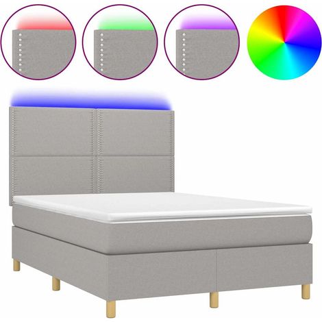 Maison Exclusive - Letto a Molle Materasso e LED Grigio Chiaro 140x190 cm Tessuto (1/5)