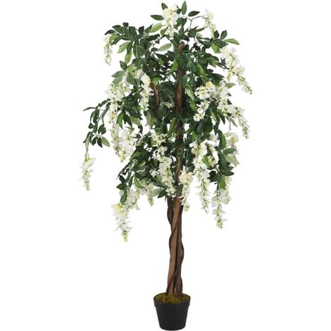 Glycine artificielle 840 feuilles 120 cm vert et blanc