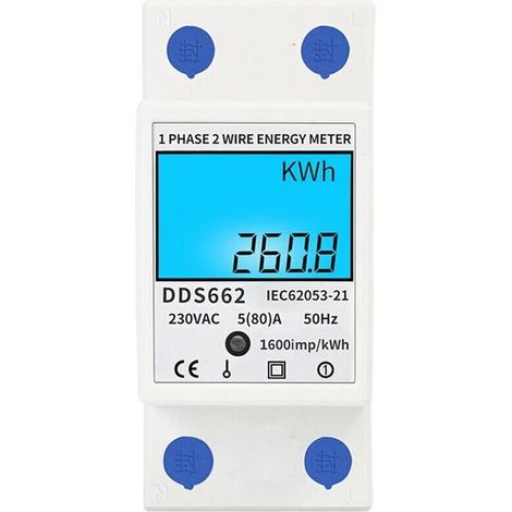 Contatore elettrico monofase, contatore di energia elettrica digitale, contatore elettrico monofase per guida DIN, contatore elettrico multifunzione monofase a due fili (1/5)