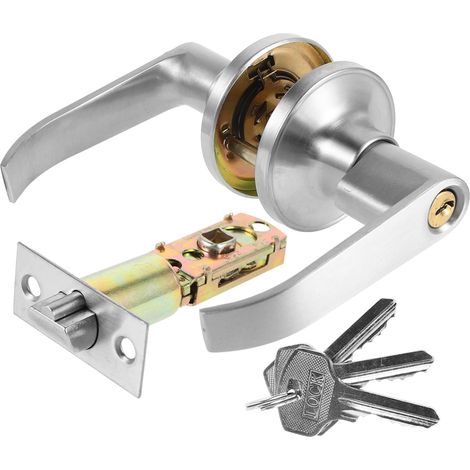 Serrure sphérique en aluminium argenté pour porte d'entrée (1/5)