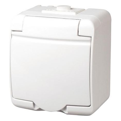 Karlik Junior blanco - toma de corriente individual de superficie IP54 - GHE-1