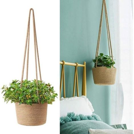 2 Pcs Macram Pot Suspendu Panier de Fleurs en Corde de Coton pour Dcoration de Plantes (1/4)