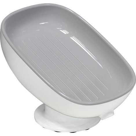 Porte-savon amovible à ventouse double couche, convient aux enfants et aux adultes, accessoire de bain cadeau, gris. (1/5)