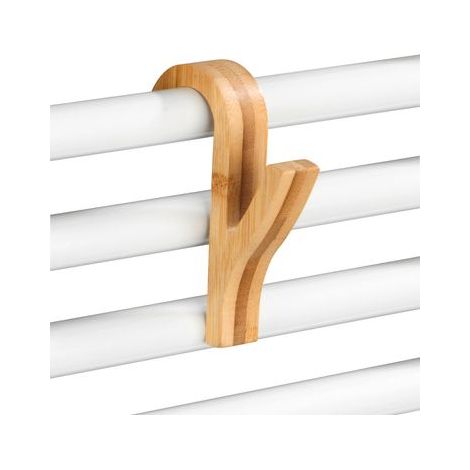 Crochet serviette WENKO bambou naturel 6 pièces salle de bain crochet radiateur serviette accessoires salle de bain bambou pratique et élégant pour un rangement optimal dimensions 2 x 10,5 x 7 cm (1/5)