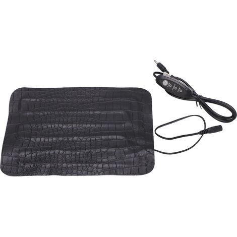Coussin chauffant 8,5W 3 réglages température, tapis reptile PU lavable 5V 2A 15x22cm pour siège auto animal (1/5)