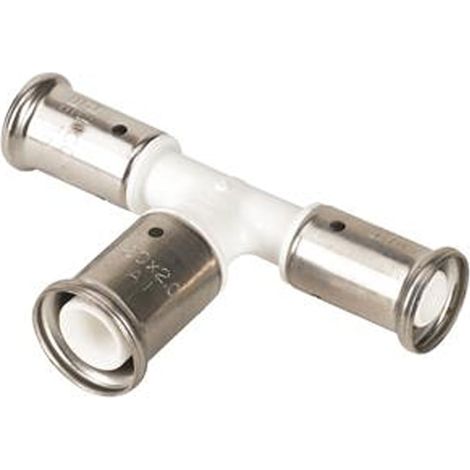 Té multicouche agrandi PVDF blanc inégal à sertir Ø26x3,0 - Ø32x3,0 - Ø26x3,0 - HENCO