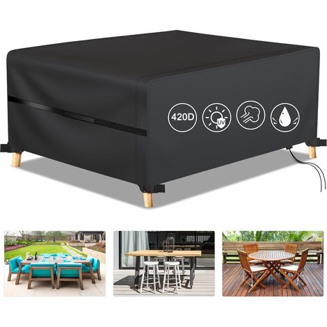 Housse Table Jardin Oxford 420D – Protection UV PU, 126x126x74cm (1/5)
