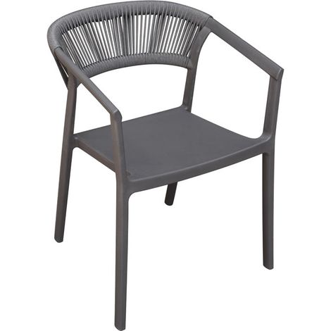 Moia Greenwood Poltrona Sedia Lione in Polipropilene con Corda Antracite – Sedia Outdoor Impilabile Resistente UV