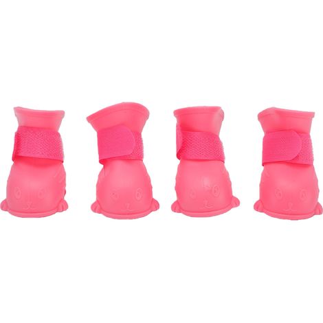 Bottes de pluie pour chien imperméables et antidérapantes, chaussures épaisses en TPE pour chiot, pour l'extérieur, rose, taille M (5x4cm/2x1,6 pouces) (1/5)