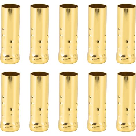 10 Stück E14 Metallröhrchen für Kerzenlampenfassungen, Lampensockel, Beleuchtungszubehör, 25 x 80 mm, elektrophoretisch vergoldet (1/5)