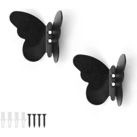 Patère Murale - Noir - Métal - 2 Pcs - Design Contemporain - Crochet Décoratif (1/4)