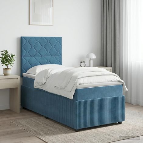 Cama box spring con colchón Azul 90 x 200 cm Terciopelo (1/5)