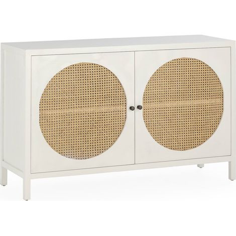 Buffet bois de cèdre et rotin blanc naturel raffiné - blanc et rotin naturel (1/5)