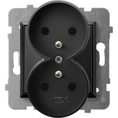 Aria Doppelsteckdose mit/ohne Steckdose, schwarzmetallic GP-2URZ/m/33