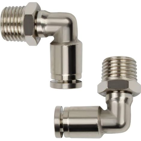 GROOFOO Raccord Rapide Air Comprimé, 2 pièces PL6-02 Mâle Coude Push To Raccord Pneumatique, Filet Extérieur Haute Dureté, Le Raccord Pneumatique est Disponible Pour les Tubes PU et Nylon (1/5)