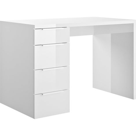 Composad Scrivania della Linea ESPRESSO con 4 Cassetti, Scrivania Ufficio Elegante e Moderna, per PC, (LxAxP) 110x75,4x59,6 cm, Colore Bianco Laccato, Made in Italy (1/5)