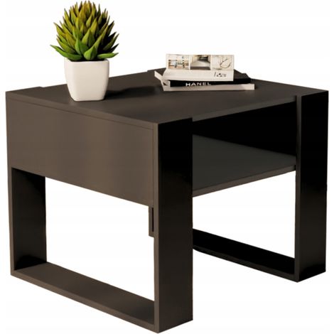 Mesa de centro de 55x55cm, color negro, estilo retro, estilo loft. (1/5)