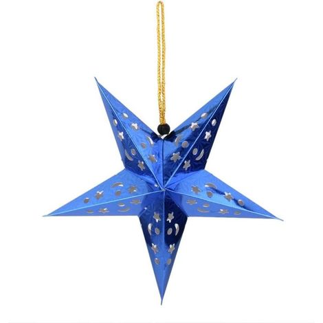 45 cm Papier Étoile Suspendus Abat-Jour Décoration LED Lumières De Noël Fête De Mariage Arcade Bar Décorations 3 Pièces Bleu (1/5)