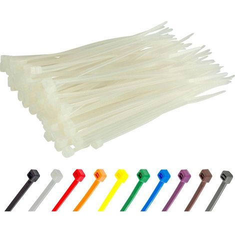 Collier de Serrage en Nylon - 100 mm x 2,5 mm - Blanc - Attache Câble Petit Format - Serre-Câbles - Lot de 100 Pièces (1/5)