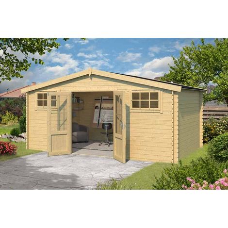 Boston-Log Cabin, Wooden Garden Room, Timber Summerhouse, Home Office - L518.6 x W312 x H245.1 cm