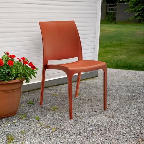 Dmora - Sillas de Jardín Miranda, Silla de jardin, Asiento exterior multiusos, Banco de jardín, Made in Italy, 54x46 h80 cm, Rojo (1/3)
