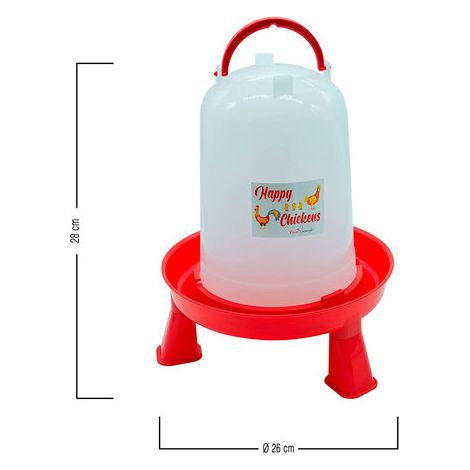 Bebedero con patas para gallinas, faisanes y otras aves de corral - 3 L
