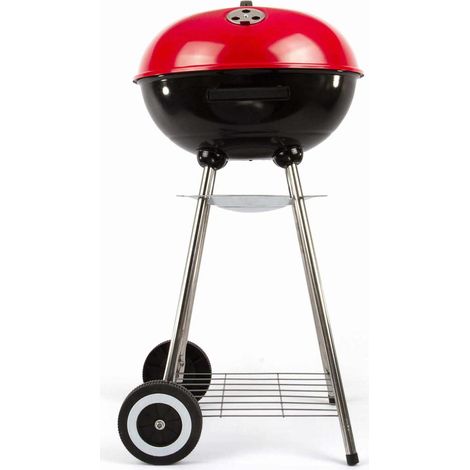 Barbecue charbon 41 cm rouge et noir – Surface de cuisson Ø 41 cm – Grille chromée – Hauteur 69,5 cm – DOC172R – Livoo (1/5)