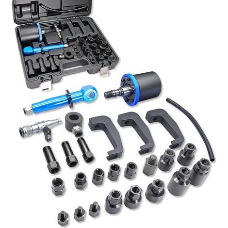 Extracteur D'Injecteurs Pneumatiques Manuels, 27 Pcs- Extracteur D'Injecteurs Diesel, Outil de Démontage Pour Injecteurs Avec 19 Adaptateurs, Compatible Avec Bosch, Delphi, Denso, Siemen (1/5)