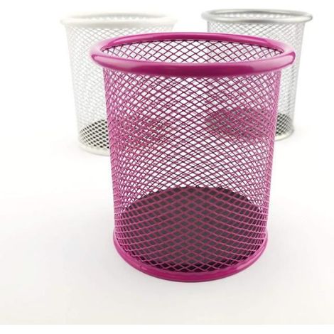 Leviatan Pot à crayons en métal - Pot à crayons rond en métal - Gobelet multifonction pour stylo à bille Ø 91 mm Rose (1/4)