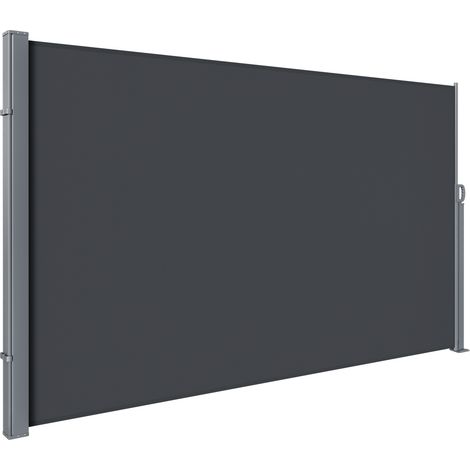 Randaco Seitenmarkise 300 x 180 cm Ausziehbar Windschutz, Sichtschutz für Balkon & Terrasse, Seitenrollo mit Wandhalterung Sonnenschutz - Schwarz Markise (1/5)