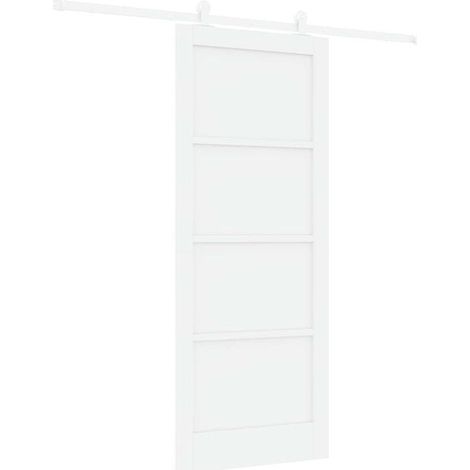 Porte coulissante blanche, 83 x 202 cm, en pin massif