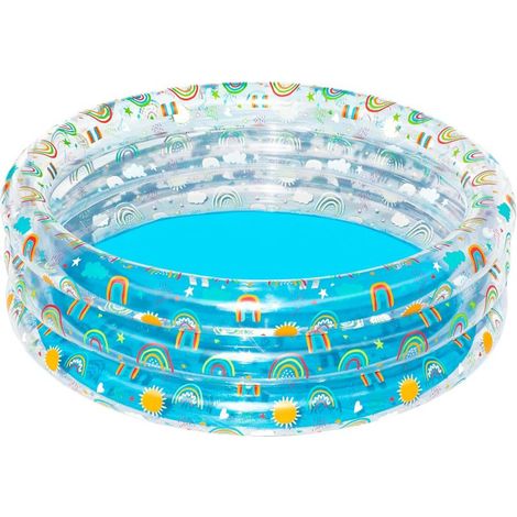 1 piscine gonflable transparente 150 x 150 x 53 cm, adaptée aux enfants, piscine arc-en-ciel ronde, adaptée au jardin, à l'extérieur, au balcon (1/5)